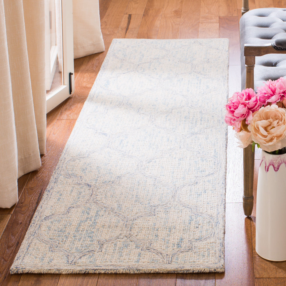 Safavieh Couture Abstract Collection, ABT474 Rug, Ivory/Light Blue, 2'3"x12'