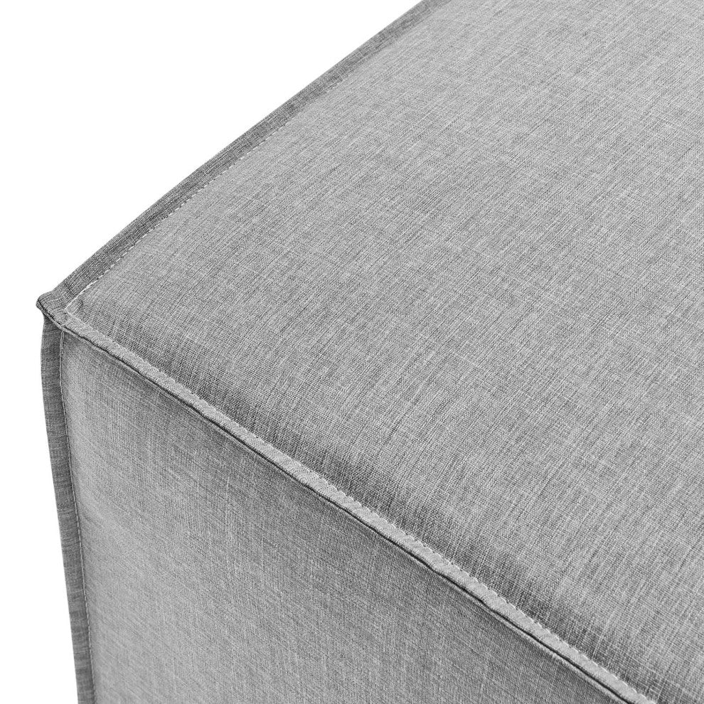 Lounge Loveseat Chaise Sofa, Fabric, Gray, Modern, Outdoor Patio Bistro