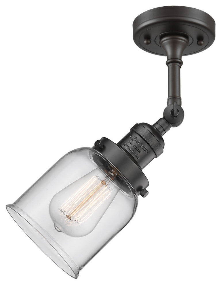 Small Bell 5" Semi-Flush Mount, Oil Rubbed Bronze, Glass: Clear