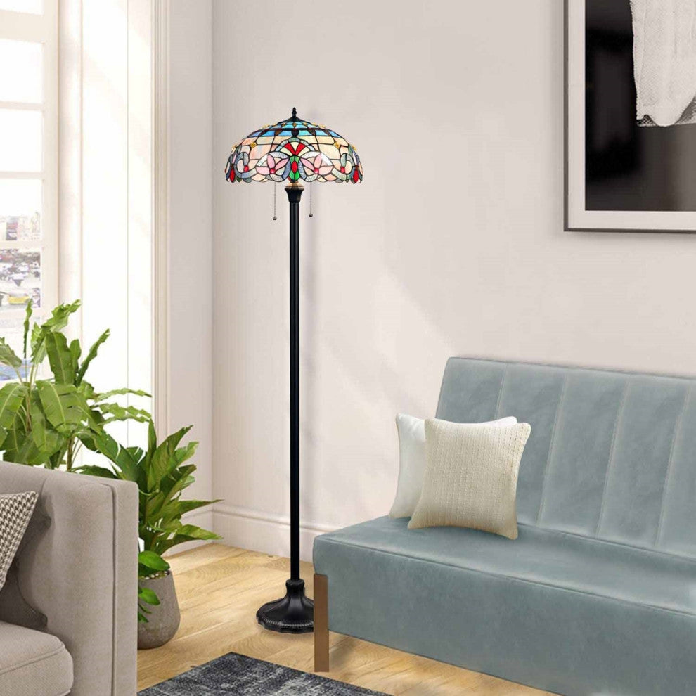 Chloe Lighting Grenville Victorian-Style Dark Bronze 2 Light Floor Lamp 18" Wide