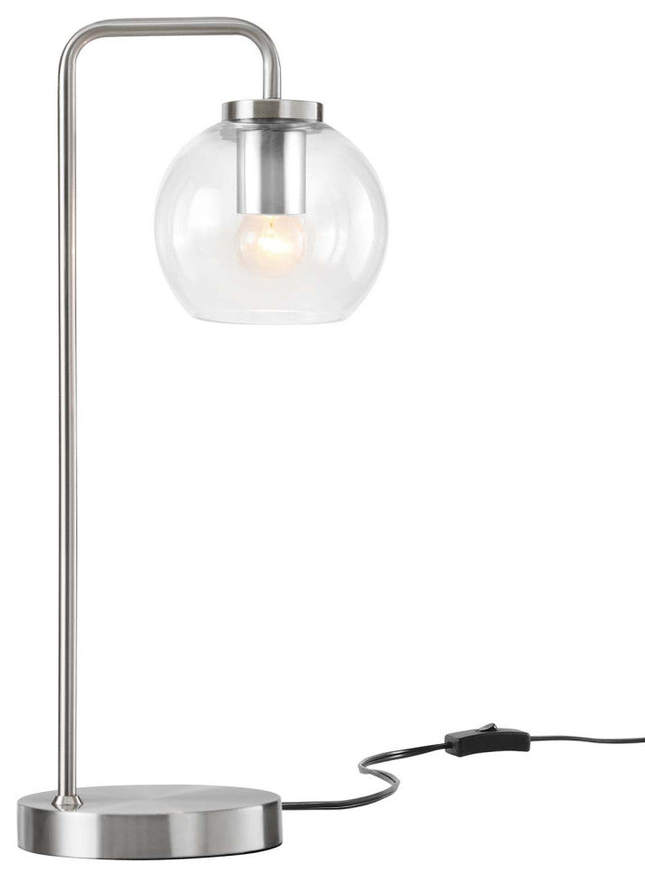 Silo Glass Globe Glass and Metal Table Lamp, Satin Nickel