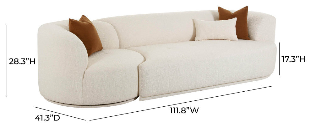 Fickle 2-Piece Modular Right Arm Facing Sofa, Cream