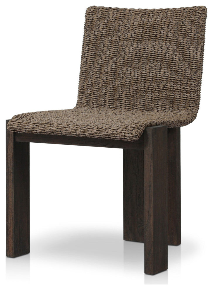 Roxy Outdoor Dining Chair Faux Dark Hyacinth, Stained Saddle Brown Fsc
