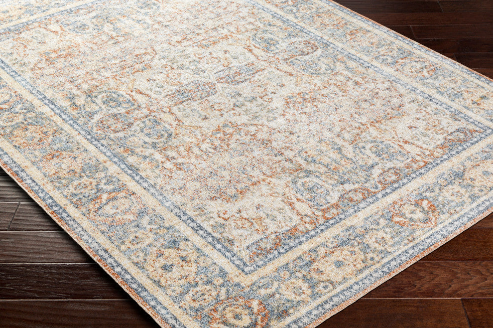 Lillian LLL-2304 Orange/Blue Machine Woven 6'7" x 9' Rug