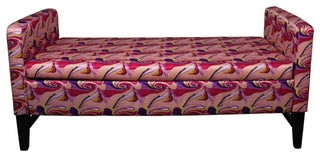 Modern Hot Pink and Purple Abstract Print Storage Bench