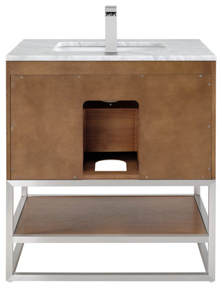 Terra Bathroom Vanity, Walnut/Brushed Nickel, 30", Marble Top