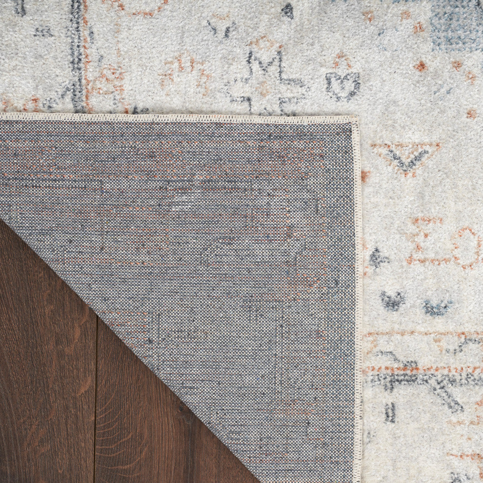 Nourison Astra Machine Washable 4' x 6' Light Blue Vintage Indoor Area Rug