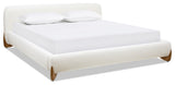 Alpine Sherpa Modern Platform Bed, Ivory White Boucle, King