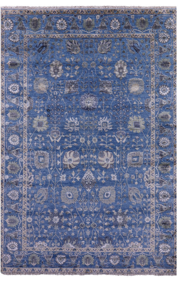 6' 1" X 9' 2" Hand Knotted Wool & Silk Persian Rug - Q13698