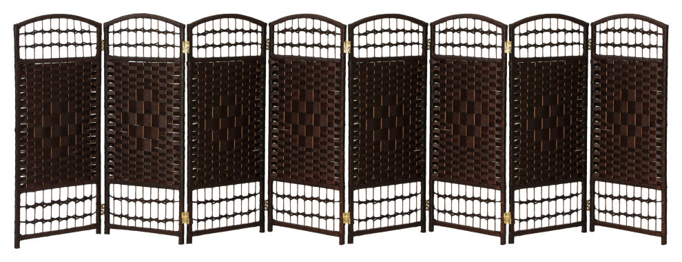 3 ft. Short Fiber Weave Room Divider Dark Mocha 8 Panels
