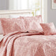 Damask Embroidered Quilted 4 Piece Bed Spread Sets, Dusty Pink, King