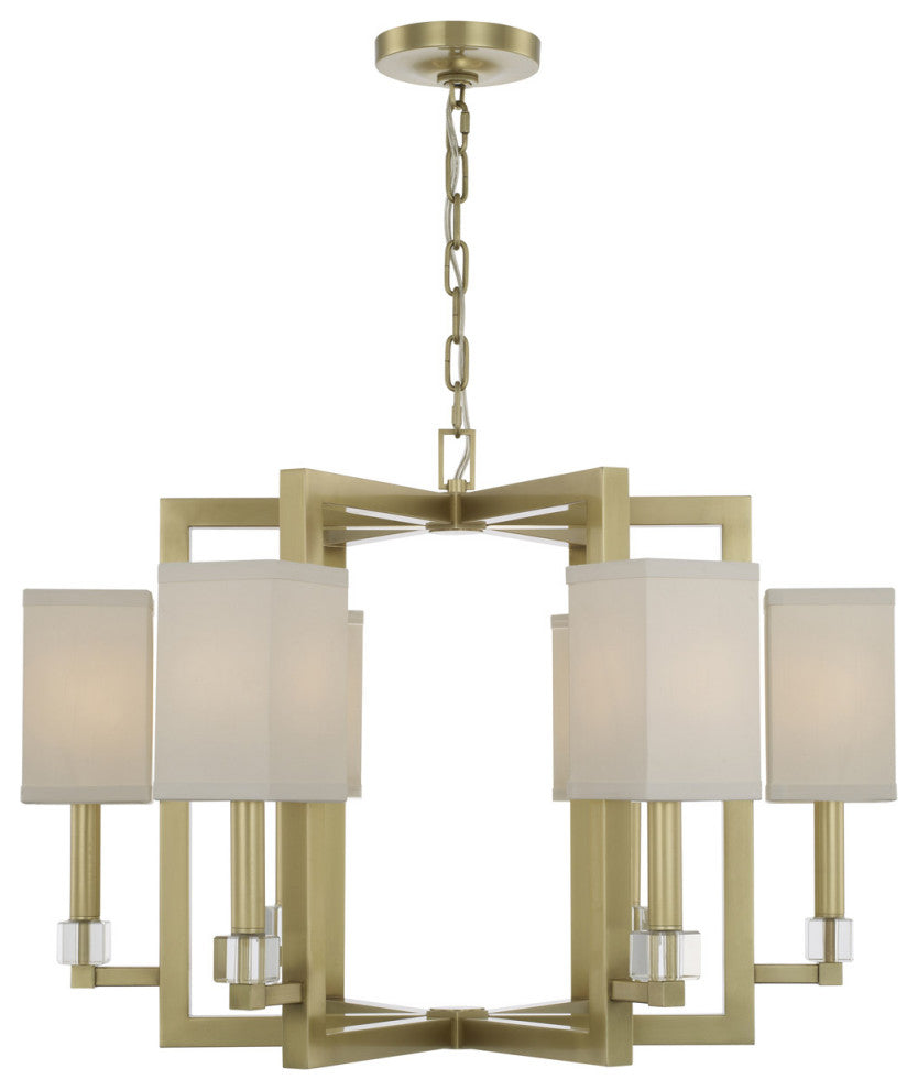 Crystorama 8886-AG, 6-Light Chandelier, Aged Brass