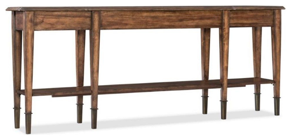 Catania 2-Drawer Traditional Wood Console Table with Shelf in Brown