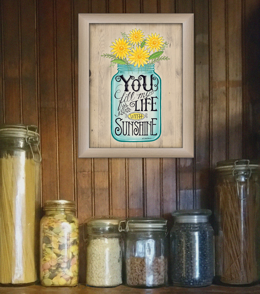 "Sunshine" By Deb Strain, Printed Wall Art, Ready To Hang, Beige Frame