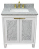 31" Single Sink Vanity, White Finish With Gray Granite With Rectangle Sink