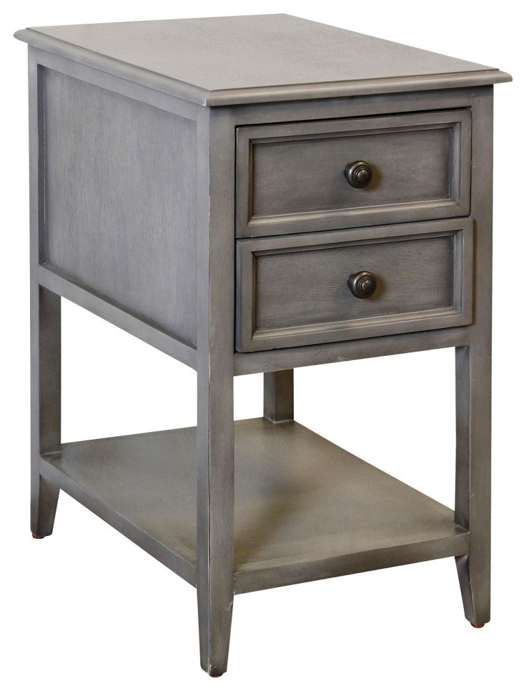 Vintage Gray Two Drawer Side Table 15"Wx25"H19"D