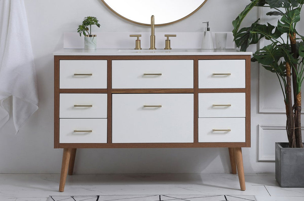 Bella 48" Bathroom Vanity, White With Backsplash