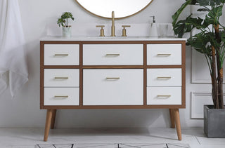 Bella 48" Bathroom Vanity, White With Backsplash
