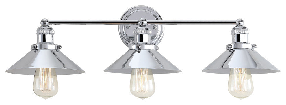 June Metal Shade Sconce, Chrome, 3-Light