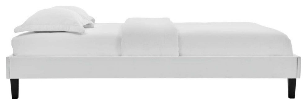 Amber Tufted Performance Velvet King Platform Bed, Light Gray