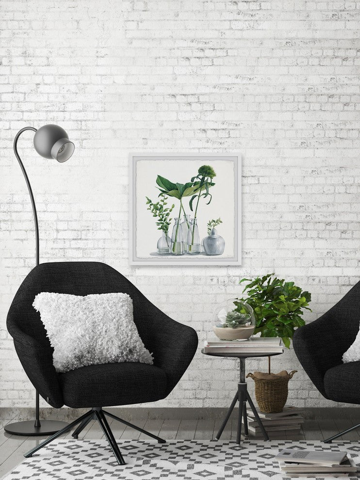 "Clear Greens" Framed Painting Print, 24"x24"