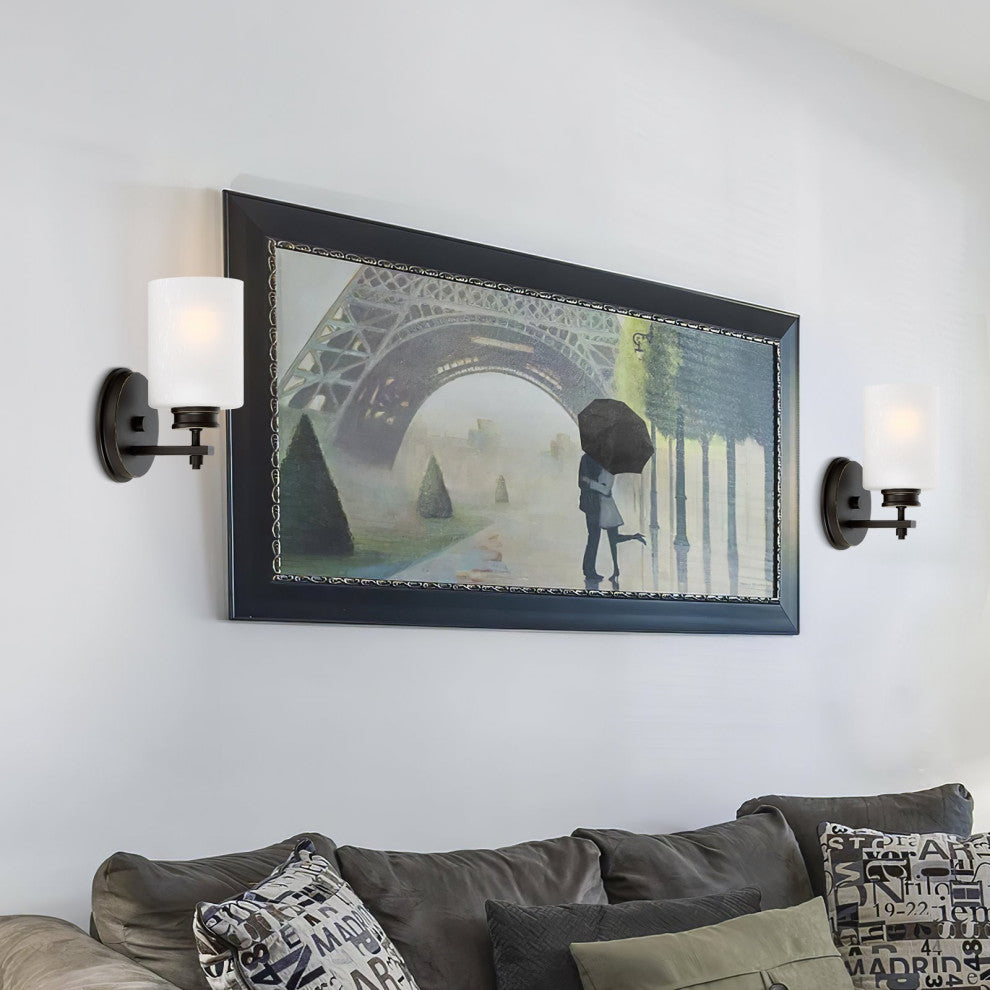 Kira Home Phoebe 8" Wall Sconce/ Light, Frosted Seeded Glass Shade, Oil-Rubbed