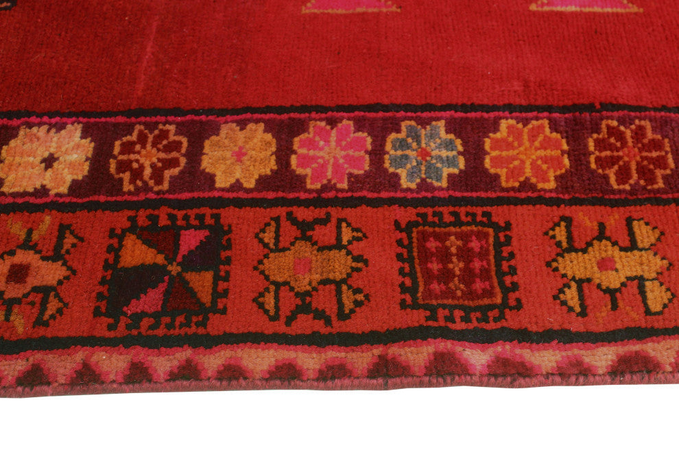 Fine Vintage Distressed Marjorie Red/Navy Runner, 4'7x10'4