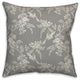 Birds Leaves Monochrome On Gray 6 20x20 Spun Poly Pillow
