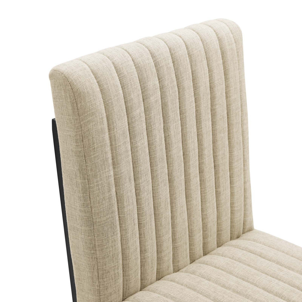 Tufted Side Dining Chair, Fabric, Metal, Beige, Modern, Cafe Bistro Restaurant