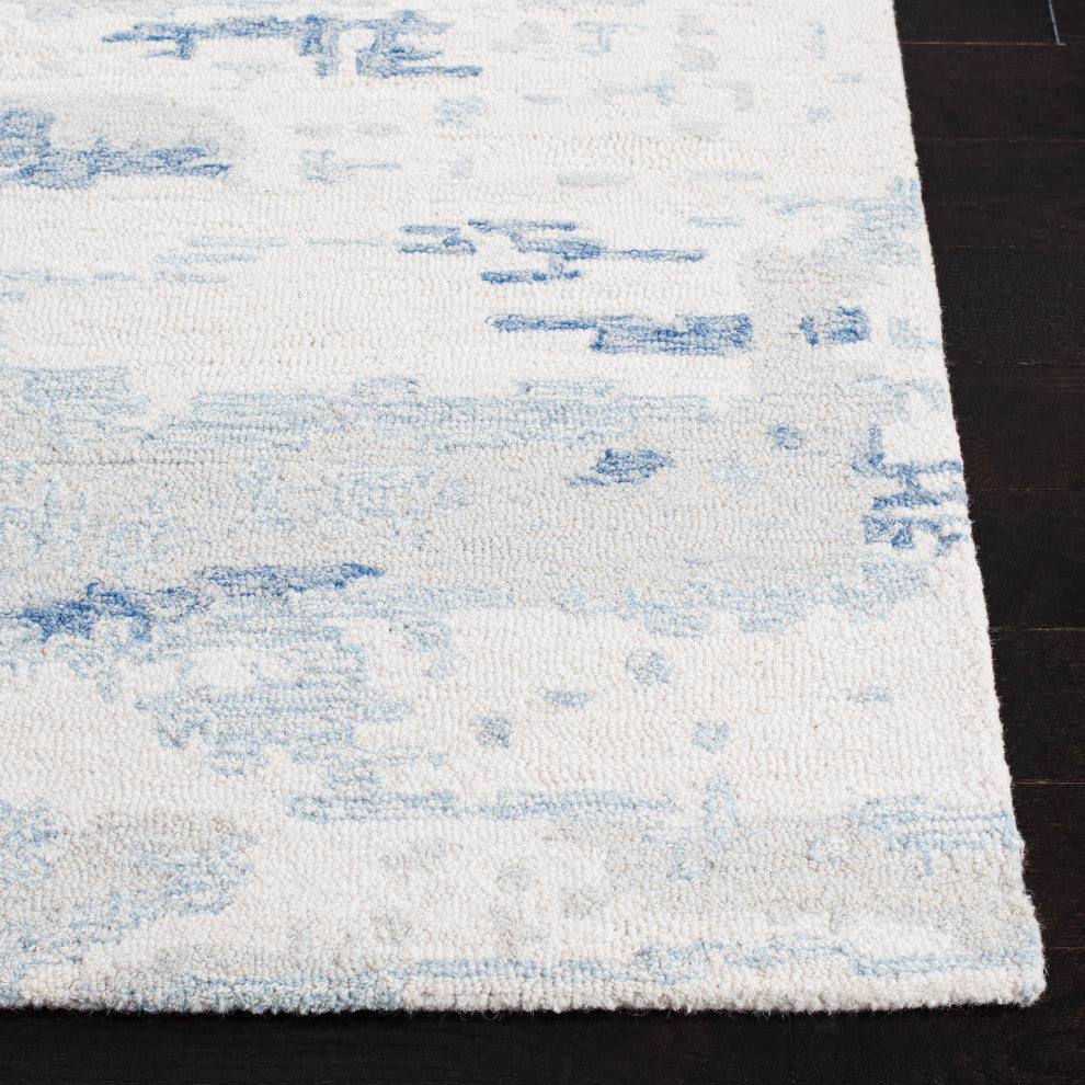 Safavieh Couture Abstract Collection, ABT465 Rug, Ivory/Blue, 6' Square