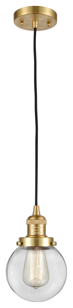 Beacon Mini Pendant, Satin Gold, Clear