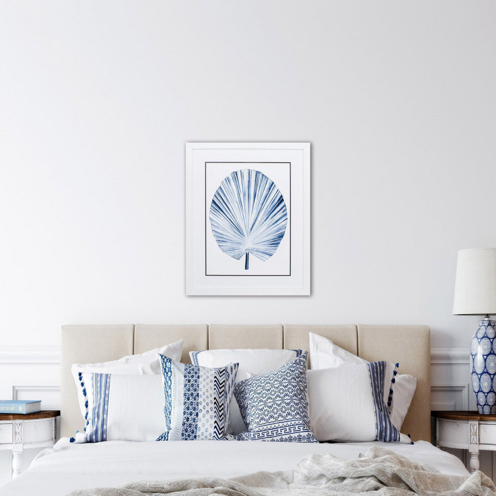 Indigo Tropical Leaf IV Framed Art