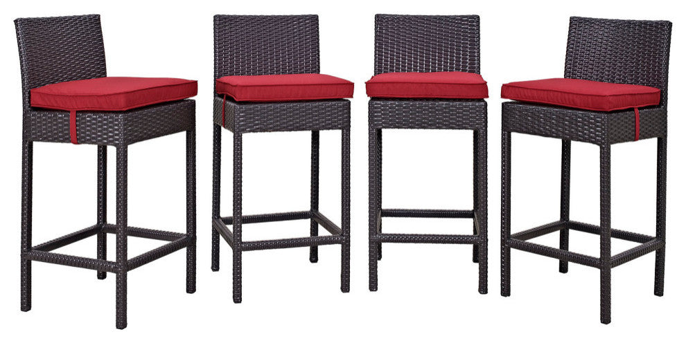 Espresso red Convene 4 Piece Outdoor Patio Pub Set