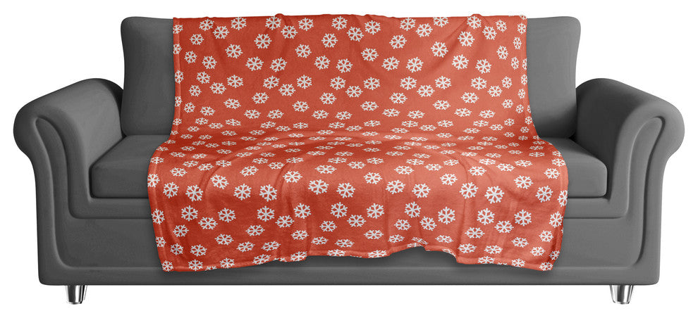 Red Snowflakes Pattern Fleece Blanket