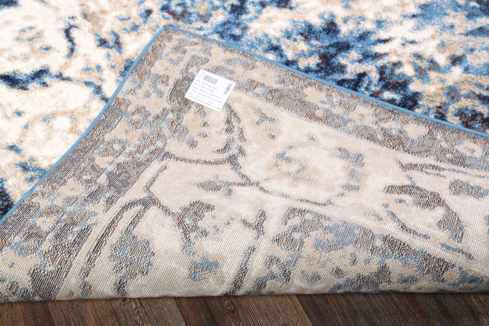 Distressed Agra Traditional Oriental Area Rug, Blue, 3x5''