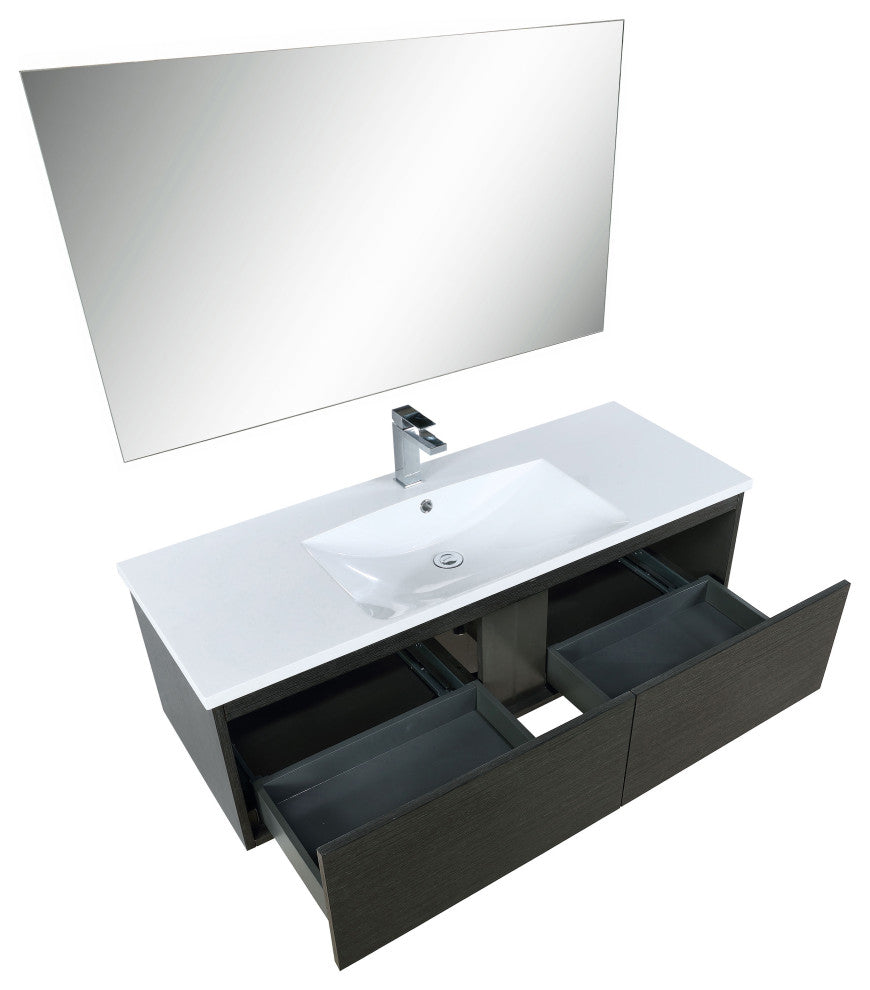 Sant 48 Iron Vanity, Acrylic Top With Sink, Gun Metal Faucet Set, 43 Mirror