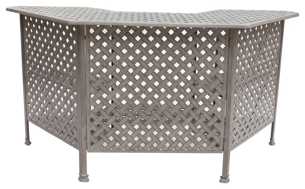 Stinson Aged Bronze Aluminum Party Bar Table, Heritage Grey