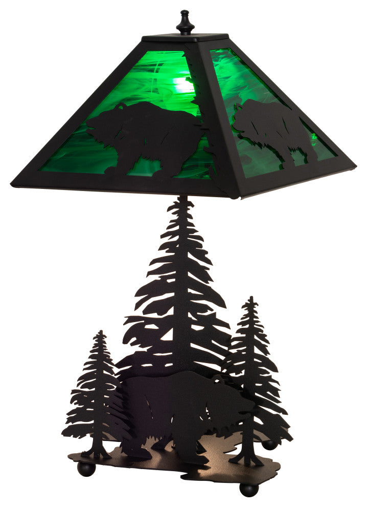 21"H Grizzly Bear Through The Trees Table Lamp