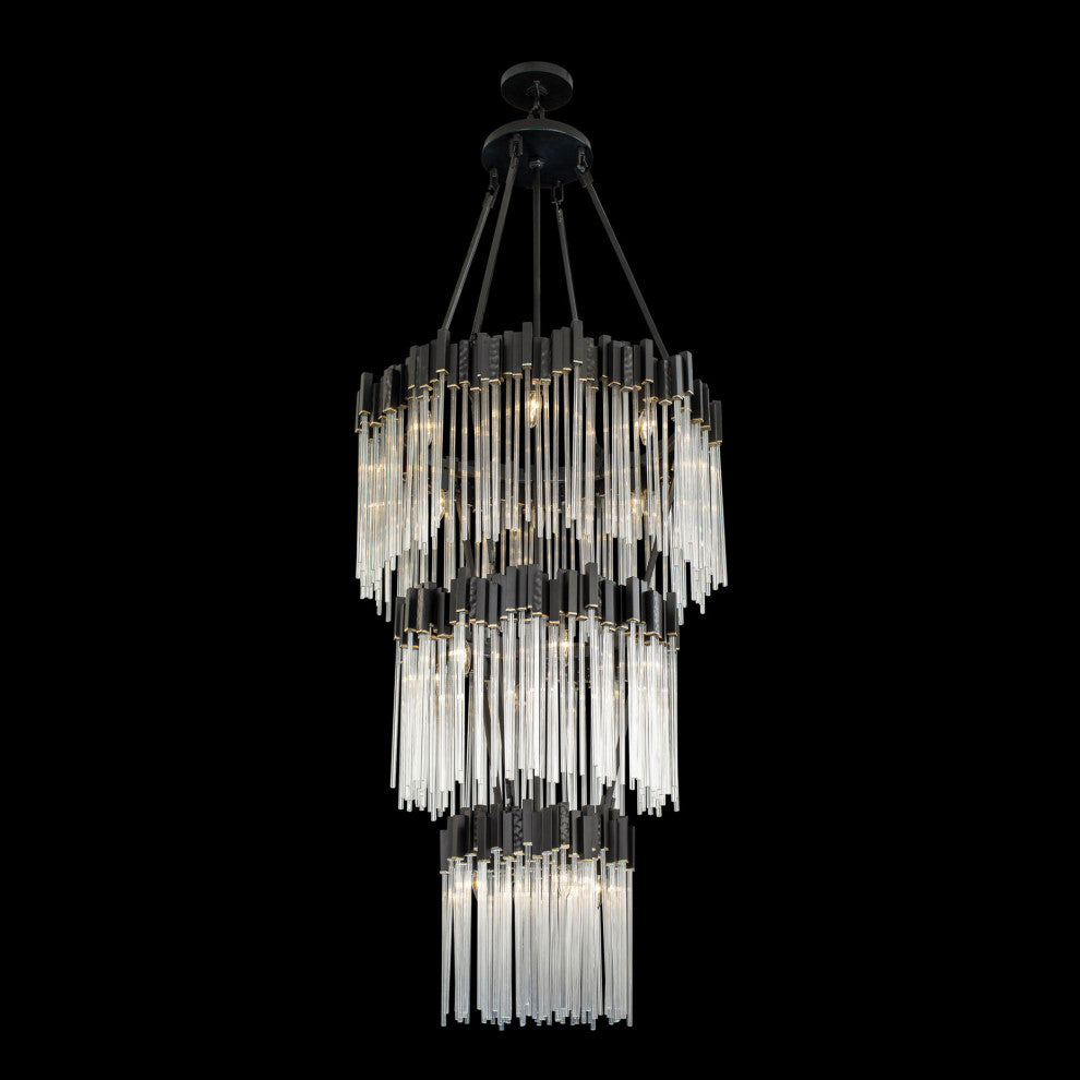 Matrix 18-Lt 3-Tier Chandelier - Matte Black/French Gold