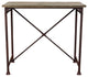 Industrial Style Pine Wood Rectangular Bar Table with Distressed Iron Base Brown