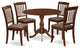 5Pc Wood Dining Set, 1 Drop Leaves Table, 4 Mahogany Chairs, Mahogany Finish