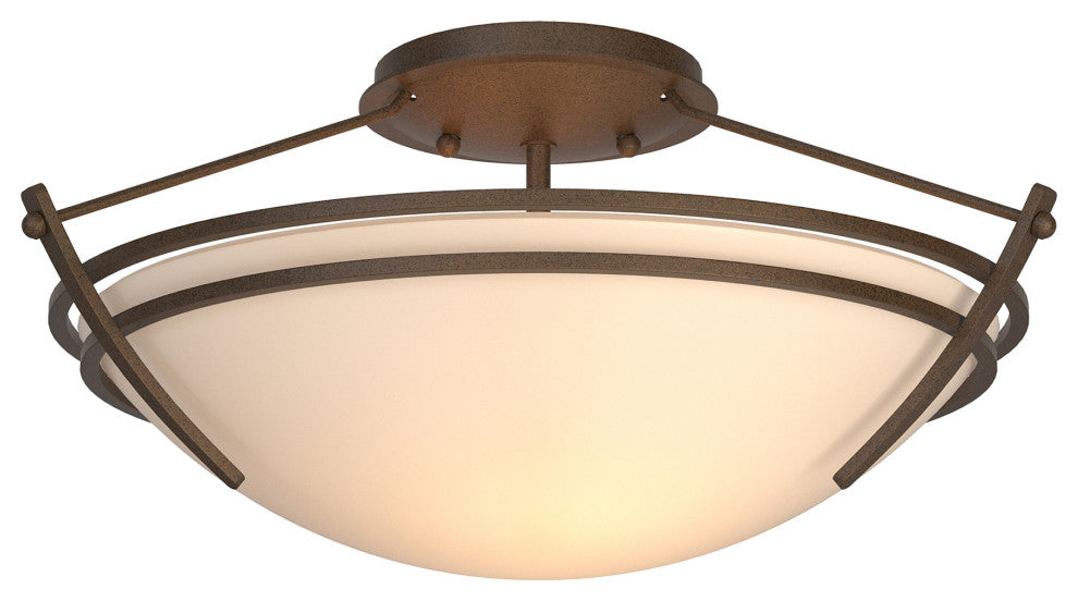 Presidio Tryne Short Semi-Flush, Bronze Finish, Opal Glass