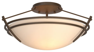 Presidio Tryne Short Semi-Flush, Bronze Finish, Opal Glass