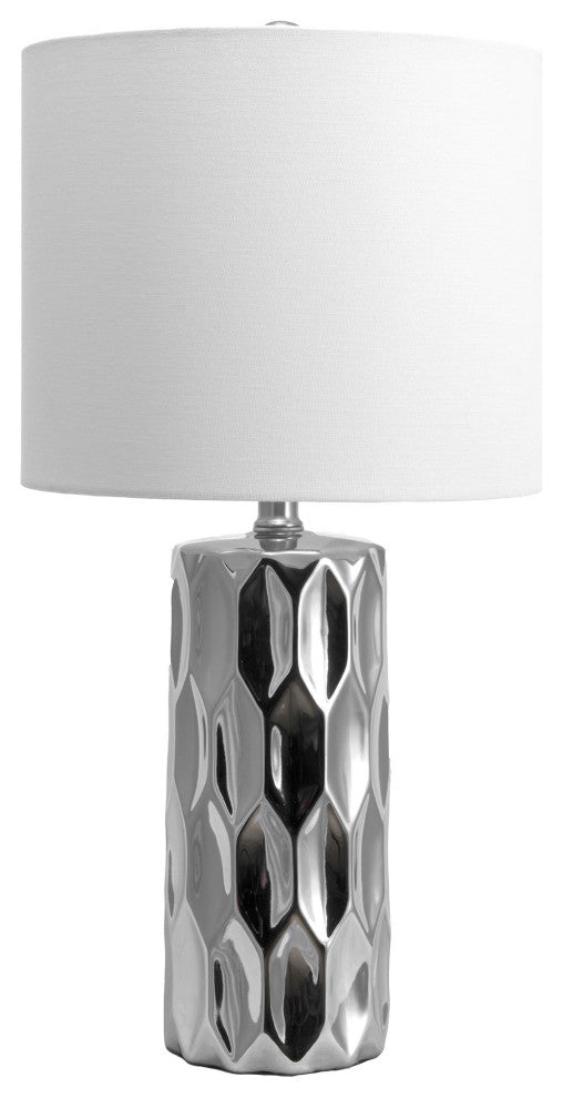 Nuloom Ceramic Linen Shade Silver Finish On-Off Switch Table Lamp, 22"