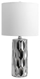 Nuloom Ceramic Linen Shade Silver Finish On-Off Switch Table Lamp, 22"