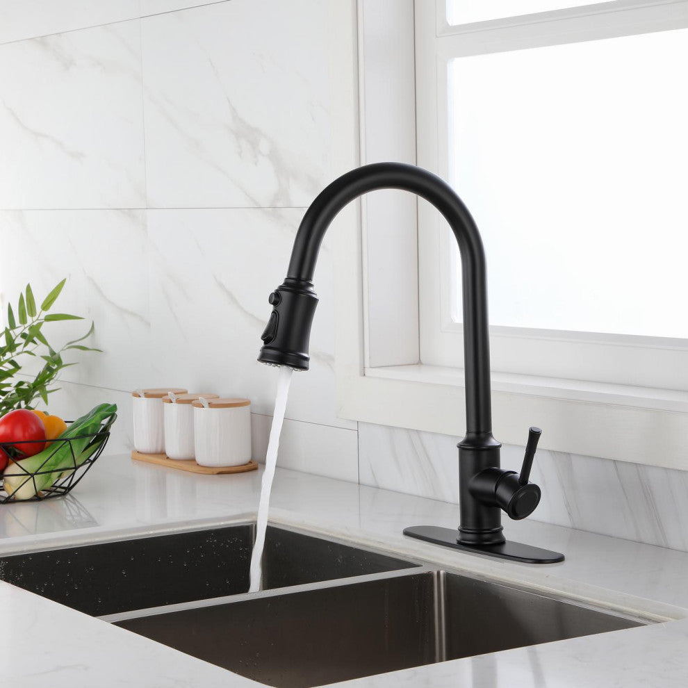 Touch Kitchen Sink Faucet With Pull Down Sprayer, Single-Handle, Matte Black