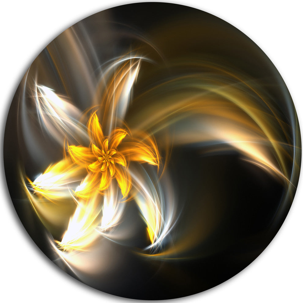 Green Fractal Flower In Dark, Floral Digital Disc Metal Wall Art, 38"