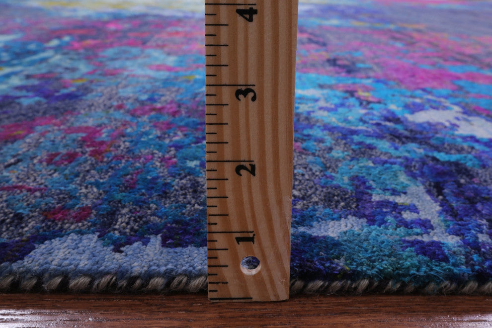 Wool and Silk Abstract Hand Knotted Rug 8' 0" X 10' 3" Q9099