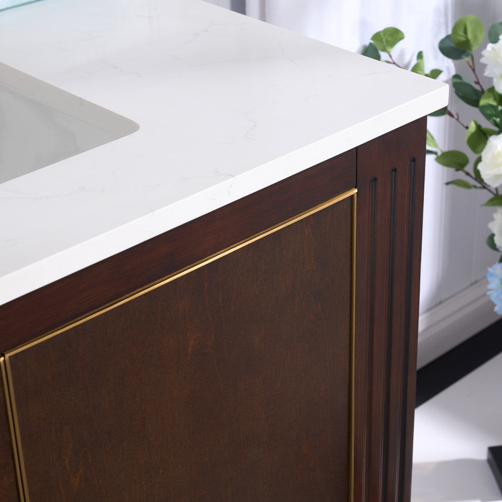 Grace Freestanding Bathroom Vanity with Quartz Top, Espresso, 36"
