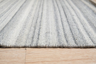 EORC Gray Hand Woven Wool And Viscose Reversible Flat Weave Durry Rug 4'x6'